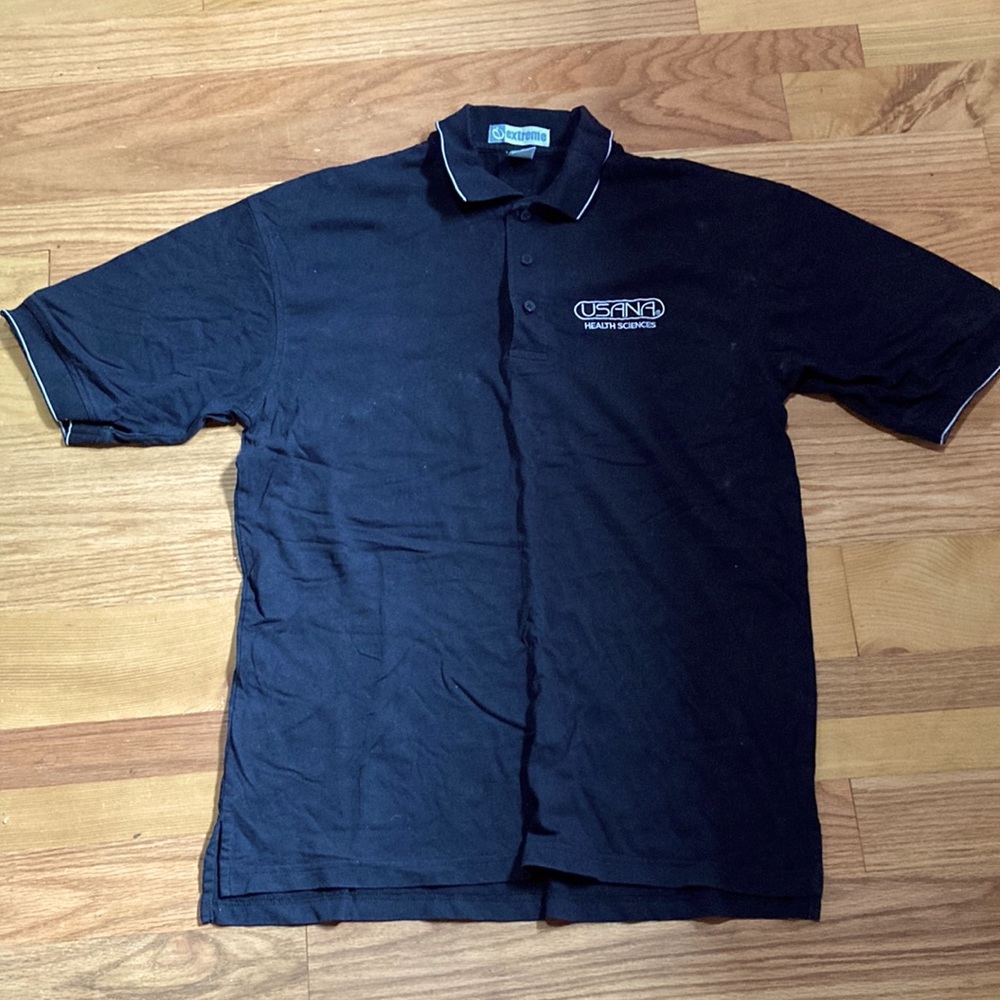 Extreme Black with white trim, button up collar & sleeves 100% Ring Spun Cotton